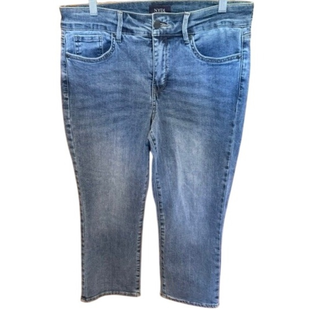 NYDJ Marilyn Straight Crop Jeans 10P Medium Wash Lift Tuck Cool Embrace Blue